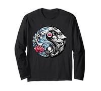 Yin Yang Koi Fish and Dragon Lotus Wave Zen símbolo japonés Manga Larga