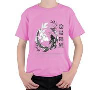Yin Yang Koi Piscis Zen Japón Bambú Armonía Niños Camiseta, Rosa., 104