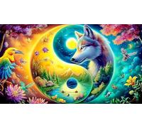 Yin-Yang-Lobo-Nature-Fusion Rompecabezas de 1000 Piezas para Adultos - Cartón Reciclado para Decoración 38x52cm/1000pcs