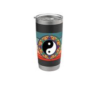 Yin Yang Mandala Equilibrio Armonía Filosofía Simbolismo Vaso térmico de acero inoxidable de doble pared