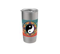Yin Yang Mandala Equilibrio Armonía Filosofía Simbolismo Vaso térmico de acero inoxidable de doble pared