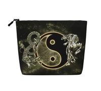 Yin Yang - Neceser de viaje con estampado de dragón y tigre, Black, Talla única