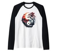 Yin Yang Sakura Árbol Budismo Taiji Tai Chi Meditación Zen Camiseta Manga Raglan