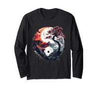 Yin Yang Sakura Árbol Budismo Taiji Tai Chi Meditación Zen Manga Larga