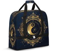 Yin Yang Tai Chi - Bolsa de viaje para mujeres y hombres, bolsa de viaje para fin de semana, plegable, húmeda, separada, 47 L, bolsa de mano para deportes, gimnasio, yoga, color, 47 L, Organizador de