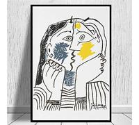 Yinaa Pablo Picasso El beso 1979 Obra de arte Arte de la pared Pinturas en lienzo Dibujos animados Impresiones Sala de estar Decoración para el hogar Mural Regalos 70x90cmx1pcs marco interior