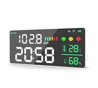 Yinchus TUYA Wifi Medidor de Sonido de Decibelios Digital Montado en la Pared Probador de Ruido Inteligente Monitor de Temperatura y Humedad LED Pantalla Grande