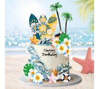 YINcrinx 20 Piezas Hawaiian Beach Cake Topper, Ocean Party, Hawaiian Party Cake Accessory Set, Kids Birthday Cake Topper, Kids Birthday Decorations