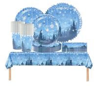 YINcrinx 61PCS Juego de vajilla para fiestas de Frozen, adornos de copos de nieve, vajilla para fiestas de cumpleaños, decoración para fiestas temáticas de Elsa y Anna, para 20 personas
