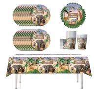 YINcrinx Jungle Zoo Party Tableware con platos de papel, vasos, manteles, servilletas para decoraciones de zoológico, cumpleaños infantiles, baby showers, ¡para hasta 20 invitados!