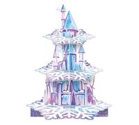 YINcrinx Soporte para tartas con temática de Frozen, mesa de postres con copos de nieve invernales, decoraciones para fiestas con torre de tartas en forma de castillo