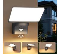 YindaLux 14W Lámpara de Exterior con Detector de Movimiento Antracita, IP65 Luz de Pared Interior/Exterior, 3000K Aplique Pared con el Panel LED Giratorio, Lámpara Moderna para la Entrada, Terraza
