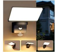 YindaLux 14W Lámpara de Exterior con Detector de Movimiento, IP65 Luz de Pared Interior/Exterior, 3000K Aplique Pared con el Panel LED Giratorio, Lámpara Moderna para la Entrada, Terraza, Negro
