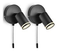 YindaLux 2 Piezas Aplique Pared iInterior con Interruptor - Giratorio 350° + 90° - Portalámparas GU10 Max.50W - Negro Mate 230V Lampara de Pared - Para Salón, Dormitorio Bombilla no Incluida