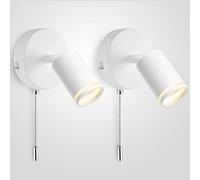 YindaLux 2 Piezas Aplique Pared iInterior con Interruptor - Giratorio 350° + 90° - Portalámparas GU10 Max.50W - Blanco Mate 230V Lampara de Pared - Para Salón, Dormitorio Bombilla no Incluida