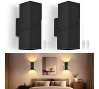 YindaLux 2 Piezas Aplique Pared Interior 8W, Arriba y Abajo de la Lámpara Pared con Bombillas LED G9 Reemplazables, 2700K Aplique Negro con Rendija de Luz, Lámpara de Aluminio para Sala de Estar