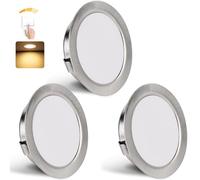 YindaLux 3 Pack Downlight LED Empotrable Regulable 230V 3W 3000K Blanco Cálido, 15mm Extraplano Focos LED Interior 300LM Ф55-58mm, IP44 Ojos de Buey para Techo Baño, Níquel