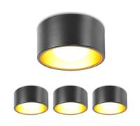 YindaLux 4x Foco de Superficie Negro incl. GX53 LED de 7W 800LM 3000K Blanc chaud 230V, Redondo Ø130x60mm Aluminio Downlight LED Techo Superficie para salone pasillo cocina