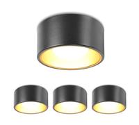 YindaLux 4x Foco de Superficie Negro incl. GX53 LED de 7W 800LM 4000K Blanc neutro 230V, Redondo Ø130x60mm Aluminio Downlight LED Techo Superficie para salone pasillo cocina