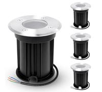 YindaLux 4x Foco empotrables led exterior suelo para GU10 230V, IP67 Impermeable Foco Empotrado en Suelo para Camino Jardín Pasarela Patio Piscina sobre el suelo, Redondo, Plata(sin bombilla)