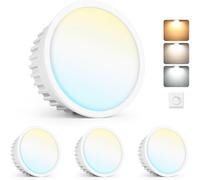 YindaLux 4x Módulos LED 230V Regulables, Ultra Planos Ø50x23mm, 5W 500LM IP44, Ángulo 120°, Repuesto GU10/MR16, 3 Colores 2700K/4000K/6500K, para Focos Empotrables y Plafón