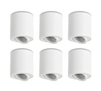 YindaLux 6× Foco de Techo Orientable - Focos LED Interior Techo con Casquillo GU10 - Lámpara de Techo Redonda de Aluminio - ángulo Ajustable Blanco - Plafón de Superficie - Sin Lámpara GU10
