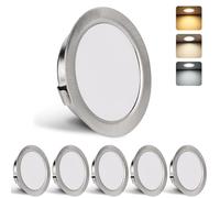 YindaLux 6 Pack Downlight LED Empotrable 230V 3W 3000K/4000K/6000K, 15mm Extraplano, Focos LED Techo Interior 300LM Ф55-58mm, IP44 Ojos de Buey para Baño, Níquel