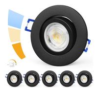 YindaLux 6 Pack Downlight Led Empotrable Extraplano Redondo, 5W, Equivalente a 50 W Incandescente, 230V IP44 3000K 4000K 6500K Focos LED Techo Empotrable, Metal de Aluminio ojos de buey Led, Negro