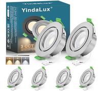 YindaLux 6x Foco empotrable LED 230V IP65 5W Spot LED Regulable Medida de taladro 68mm Spot de techo Ultra plano GU10 Luz empotrada 2700K 4000K 6000K Spots empotrable para Baño Salón Cocina, Níquel
