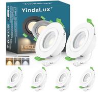 YindaLux 6x Foco empotrable LED 230V IP65 Regulable 5W 550LM Spot de techo 2700K 4000K 6000K Spot LED Taladro 68mm Luz empotrada Plana GU10 Spots empotrable para Baño Salón, Blanco