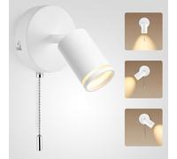 YindaLux Aplique Pared iInterior con Interruptor - Giratorio 350° + 90° - Portalámparas GU10 Max.50W - Blanco Mate 230V Lampara de Pared - Para Salón, Dormitorio Bombilla no Incluida