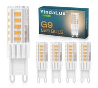 YindaLux Bombilla G9 LED 4W 550LM Bombillas LED G9 Blanco Cálido 2700K, Equivalente a Halógeno de 55W, CRI 90, Sin Estroboscópico, Ángulo de Luz de 360°, No Regulable, AC220-240V, Pack de 5