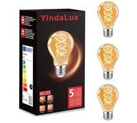 YindaLux Bombilla LED E27 Luz calida, 4W Bombilla E27 Vintage Edison 2200K Blanco Cálido Bombillas Decorativas Ambar Bulb para Decoracion Hogar, Cafés, Bar, No Regulable, Pack de 3 (A60)
