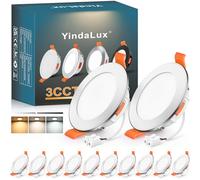 YindaLux Focos LED Interior Techo, 5W 550LM Regulables 3000K 4000K 6000K Downlight LED Techo Empotrable IP44 para Baño Cocina Salon, Corte 65-75mm, AC 220-240V, Pack 12, Cromo