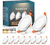 YindaLux Focos LED Interior Techo, 5W 550LM Regulables 3000K 4000K 6000K Downlight LED Techo Empotrable IP44 para Baño Cocina Salon, Corte 65-75mm, AC 220-240V, Pack 10, Cromo