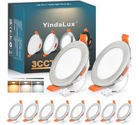 YindaLux Focos LED Interior Techo, 5W 550LM Regulables 3000K 4000K 6000K Downlight LED Techo Empotrable IP44 para Baño Cocina Salon, Corte 65-75mm, AC 220-240V, Pack 10, Níquel