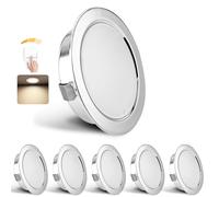 YindaLux - Juego de 6 focos LED empotrables regulable 230 V 3 W 4000 K, blanco neutro, 15 mm extra plano para techos 300 lm, agujero 55 - 58 mm, IP44 Foco para cuarto de baño, cromado