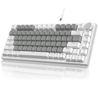 YINDIAO Ajazz AK820 Teclado Mecánico con Perilla,Diseño 75% ANSI,81 Teclas,Teclado para Juegos con Cable,5 Espumas Absorbentes de Sonido,Hot-swap,Interruptor Lineal,Luz Blanca,para PC,MAC(Blanco&Gris)
