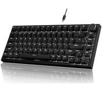 YINDIAO Ajazz AK820 Teclado Mecánico con Perilla,Diseño 75% ANSI,82 Teclas,Teclado para Juegos con Cable,5 Espumas Absorbentes de Sonido,Hot-Swap,Interruptor Rojo,Luz Blanca Hielo,para PC,Mac (Negro)