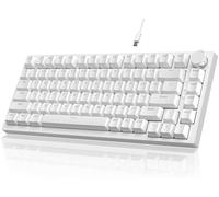 YINDIAO Ajazz AK820 Teclado Mecánico con Perilla,Diseño 75% ANSI,82 Teclas,Teclado para Juegos con Cable,5 Espumas Absorbentes de Sonido,Hot-Swap,Interruptor Azul,Luz Azul Hielo,para PC,Mac (Blanco)
