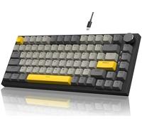 YINDIAO AK820 Teclado Mecánico con Perilla,Diseño 75% ANSI,81 Teclas,Teclado para Juegos con Cable,5 Espumas Absorbentes de Sonido,Hot-Swap,Interruptor Lineal,Luz RGB,para PC,Mac (Gris)