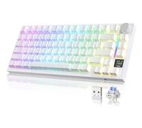 YINDIAO ATTACK SHARK X820 Ultra Teclado Mecánico Gasket con Pantalla TFT y Perilla, Diseño ANSI 75%, 2,4 GHz/BT/Cableado, 5 Espumas Insonorizantes, Hot Swap, para PC,MAC (Blanco, Interruptor Shark)