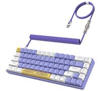 YINDIAO T8 60% Teclado Mecánico para Juegos,68 Teclas,US Layout,Compacto Teclado con Cable,18 RGB Retroiluminado,Interruptor Azul,Anti-ghosting,Cable USB-C en Espiral Pro,para PC,Mac,PS4 -Púrpura