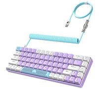 YINDIAO T8 60% Teclado Mecánico para Juegos,68 Teclas,US Layout,Compacto Teclado con Cable,18 RGB Retroiluminado,Interruptor Azul,Anti-ghosting,Cable USB-C en Espiral Pro,para PC,Mac,PS4 -Lavanda