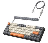 YINDIAO T8 60% Teclado para Juegos,68 Teclas,US Layout,Teclado Mecánico con Cable Compacto,18 Croma RGB Retroiluminado,Interruptor Azul,Cable de Teclado en Espiral USB C,para PC,PS4-Gris Oscuro