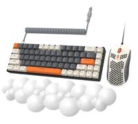 YINDIAO T8 60% Teclado RGB para Juegos Mecánicos & Comodidad Suave en La Nube Reposamuñecas,US Layout,Interruptor Marrón,Mouse para Juegos RGB en Forma de Panal,Cable Espiral USB-C,para PC