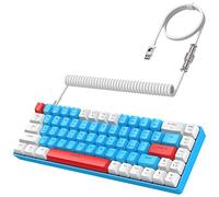 YINDIAO Teclado T8 60% para juegos, mini teclado mecánico compacto con cable de 68 teclas con retroiluminación RGB croma de 18, interruptor azul, cable de teclado en espiral USB C, para PC, portátil
