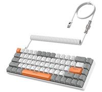 YINDIAO ZIYOULANG T8 60% Teclado para Juegos,68 Teclas,US Layoout,Teclado Mecánico con Cable Compacto,18 Croma RGB Retroiluminado,Interruptor Rojo,Cable en Espiral USB C,para PC,Mac,PS4 -Gris Claro
