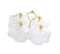 YindiMister Bandeja de Servir Dividida, Plato para Secos, Centro de Mesa, Regalo con Tapa, Bandeja para Aperitivos, Plato para Snacks, Chocolates, Encurtid, Transparente, Individual