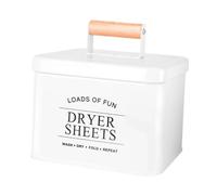 YindiMister Contenedor de Toallitas para Secadora, Caja de Almacenamiento de Cápsulas para Ropa, Contenedor de Almacenamiento de Metal, Multiusos, con Tapa, Blanco, Individual
